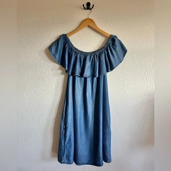 slim fit dress slacks Dirty Blue Puff Sleeve Half Zipper Denim Flowy Dress – The Rusted Nail  Boutique main image 1